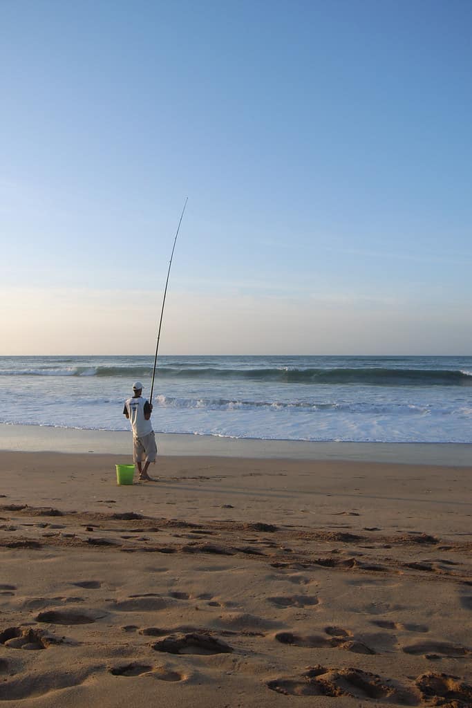 Fisherman at Dar Bouazza, beach near Casablanca, Morocco